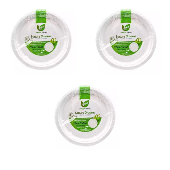 Roll-Up Nature Ekolojik Karton Kağıt Tek Kullanımlık Tabak - 26 Cm. - 50 Adetlik 3 Paket