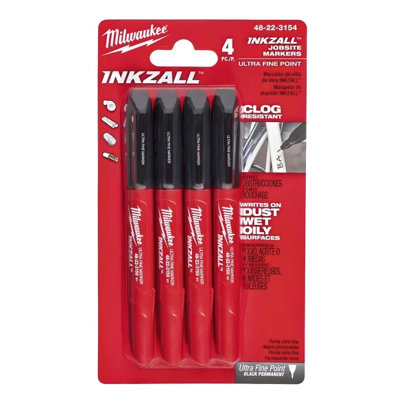 Milwaukee 4lü Inkzall İnce Uçlu Marker İşaretleme Kalemi 48223154