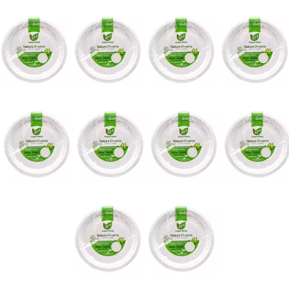 Roll-Up Nature Ekolojik Karton Kağıt Tek Kullanımlık Tabak - 26 Cm. - 50 Adetlik 10 Paket