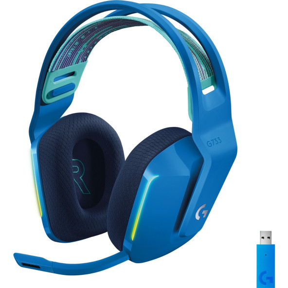 Logitech G G733 LIGHTSPEED RGB Kablosuz 7.1 Surround Ses Oyuncu Kulaklığı - Mavi - 1
