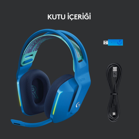 Logitech G G733 LIGHTSPEED RGB Kablosuz 7.1 Surround Ses Oyuncu Kulaklığı - Mavi - 6