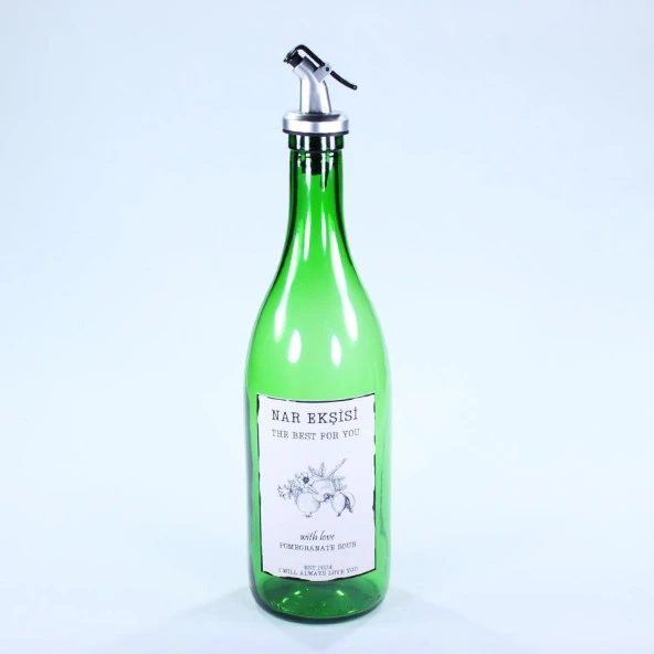 Yağdanlık Sosluk Sirkelik Özel Akıtıcılı Çimen Yeşili Nar Ekşisi Etiketli 750 ml