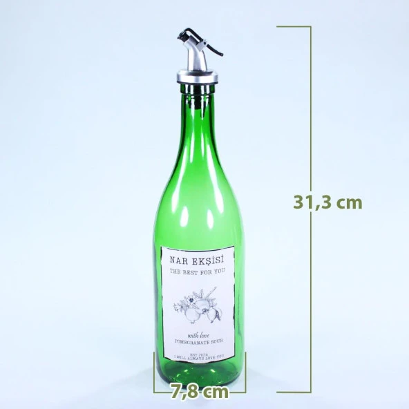 Yağdanlık Sosluk Sirkelik Özel Akıtıcılı Çimen Yeşili Nar Ekşisi Etiketli 750 ml - 2