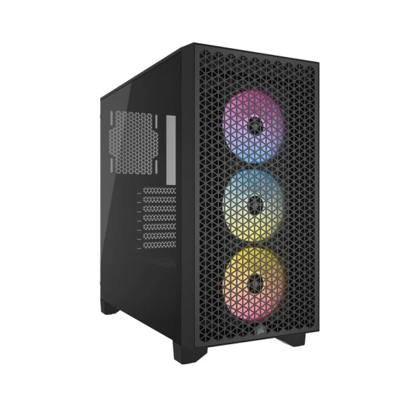 CORSAIR iCUE 3000D 3x AR120 RGB AIRFLOW  Temperli Cam Mid-Tower Siyah Gaming Kasa-CC-9011255-WW