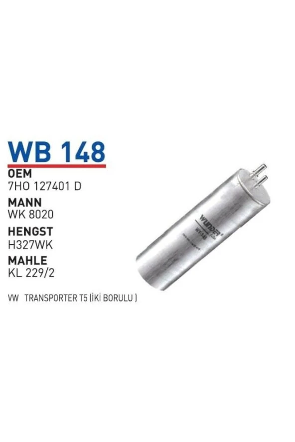 Wb148 Mazot Filtresi - Volkswagen Transporter T5 (iki Borulu) Uyumlu