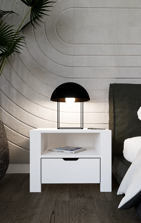 Midoser Çekmeceli Komodin Mat Beyaz - 2