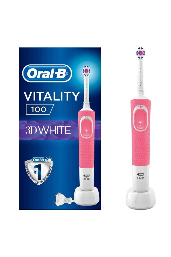 Oral B D100 Şarj Edilebilir Diş Fırçası 3 Boyutlu Beyazlık Pembe