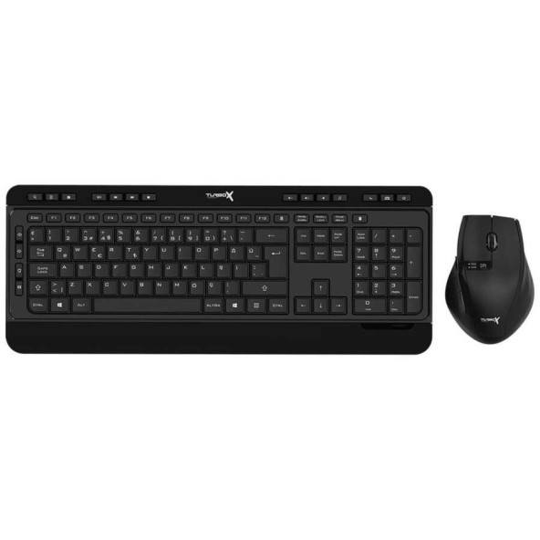 TURBOX Maindesk Usb Kablosuz Piano Black Multimedya Standart Q Klavye Ve Mouse Set