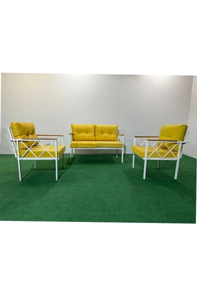 adımshops 2+1+1 Beyaz profil Balkon-bahçe-kafe- Çay Seti-koltuk Takımı-oturma Grubu-ofis Koltuğu - 1