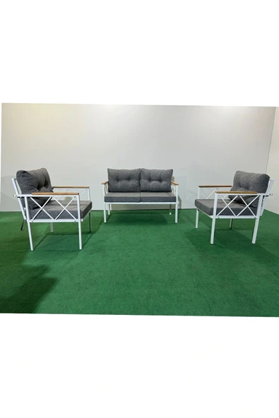 adımshops 2+1+1 Beyaz profil Balkon-bahçe-kafe- Çay Seti-koltuk Takımı-oturma Grubu-ofis Koltuğu ürün görseli