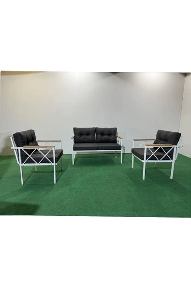 adımshops 2+1+1 Beyaz profil Balkon-bahçe-kafe- Çay Seti-koltuk Takımı-oturma Grubu-ofis Koltuğu ürün görseli