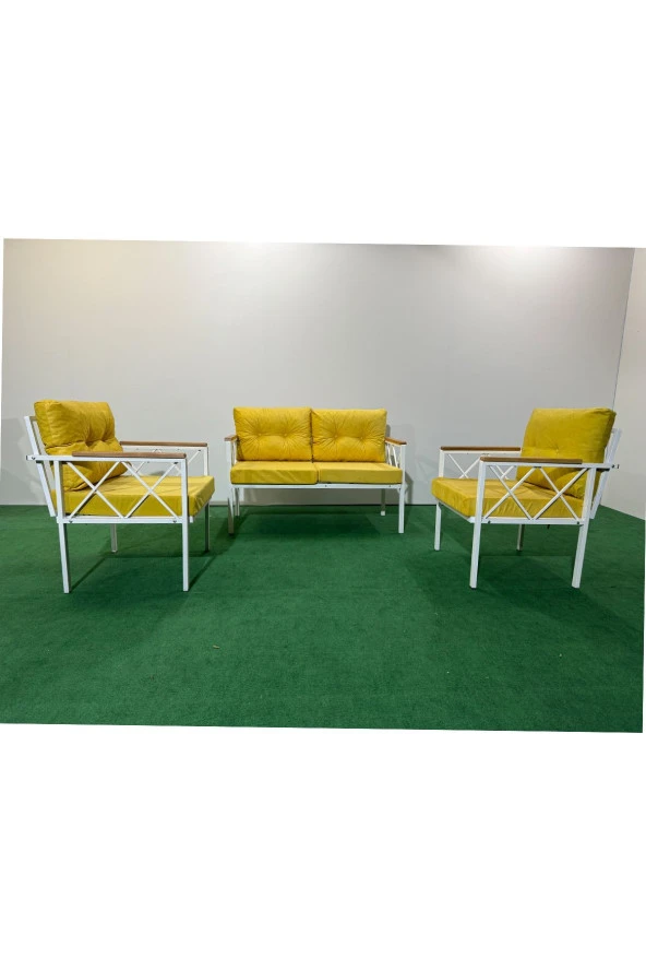 adımshops 2+1+1 Beyaz profil Balkon-bahçe-kafe- Çay Seti-koltuk Takımı-oturma Grubu-ofis Koltuğu