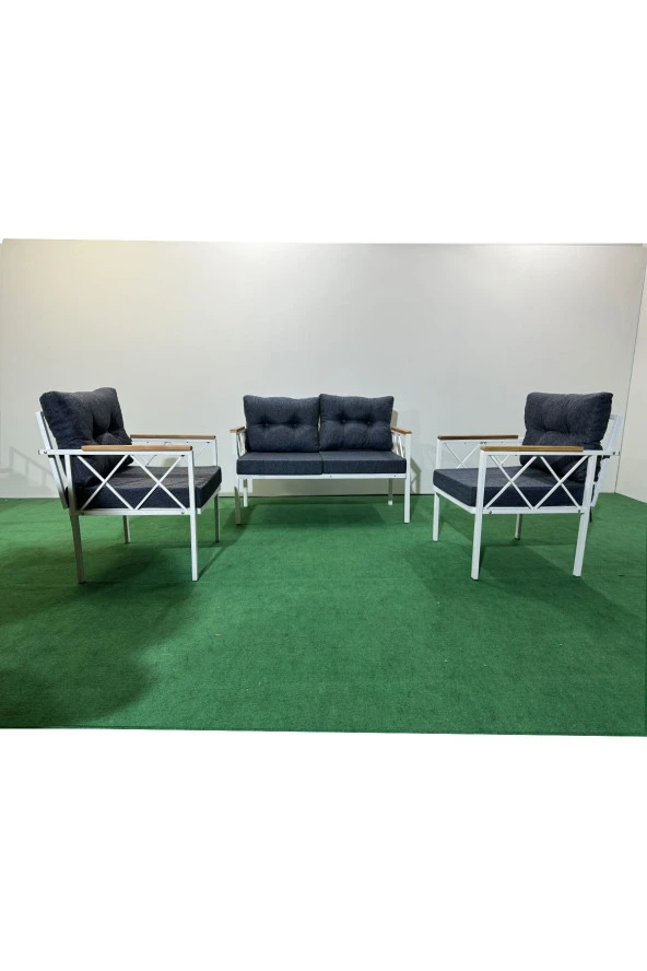 adımshops 2+1+1 Beyaz profil Balkon-bahçe-kafe- Çay Seti-koltuk Takımı-oturma Grubu-ofis Koltuğu