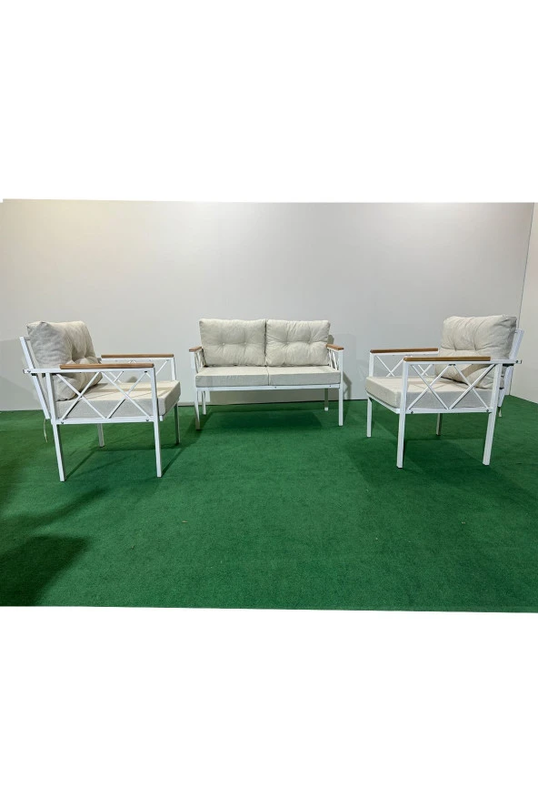 adımshops 2+1+1 Beyaz profil Balkon-bahçe-kafe- Çay Seti-koltuk Takımı-oturma Grubu-ofis Koltuğu