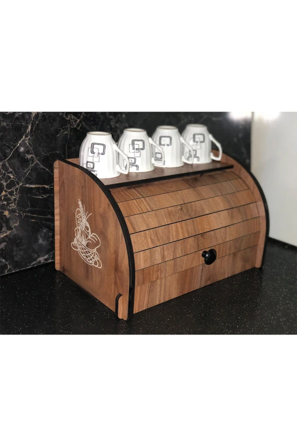 adımshops New Bread Box, Ekmeklik, Saklama Gözlü, Baharatlık Rafı, Dekoratif demonte