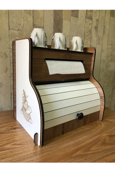 adımshops Ekmeklik New Bread Box,havlu Peçetelik(saklama Gözlü, Baharatlık Rafı, Dekoratif Demonte ürün görseli 1