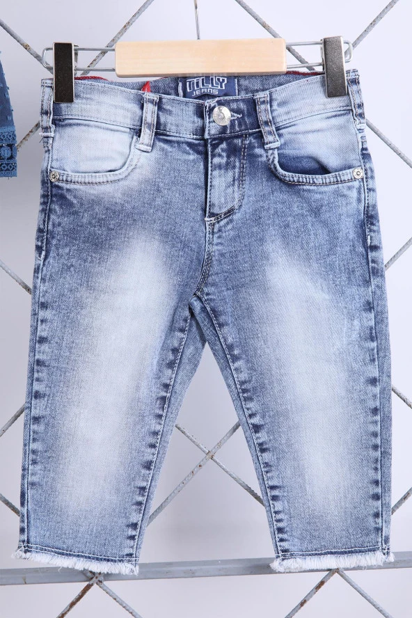 Babyhola 1-8 Yaş Şık Kız Çocuk Önden Fırfırlı Kot Kaprili Takım 3123 - Resim 2