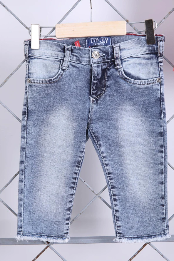 Babyhola 1-8 Yaş Şık Kız Çocuk Önden Fırfırlı Kot Kaprili Takım 3123 - Resim 7