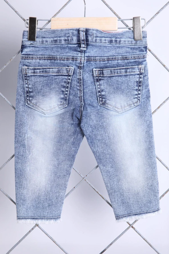 Babyhola 1-8 Yaş Şık Kız Çocuk Önden Fırfırlı Kot Kaprili Takım 3123 - Resim 8