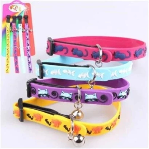 BİZAHMETGELSİN® Çıngıraklı Zilli Sevimli Renkli Slikon Kedi Köpek Boyun Tasması - 4