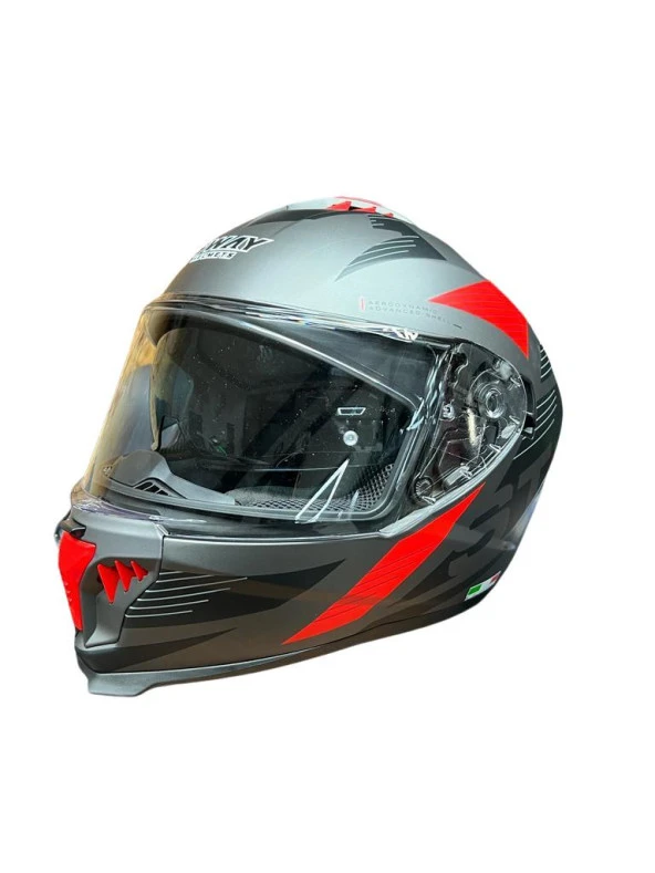Sway Xbyc 865 Full Face Güneş Gözlüklü Kapalı Motosiklet Kaskı M Beden Titanium Gri Kırmızı - 2
