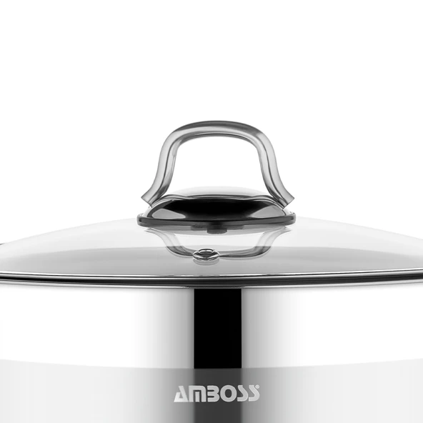 Amboss Saphire Paslanmaz Çelik 14 cm Cam Kapaklı Derin Tencere - Resim 4