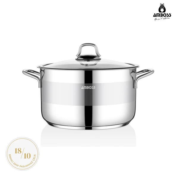 Amboss Saphire Paslanmaz Çelik 14 cm Cam Kapaklı Derin Tencere ürün görseli
