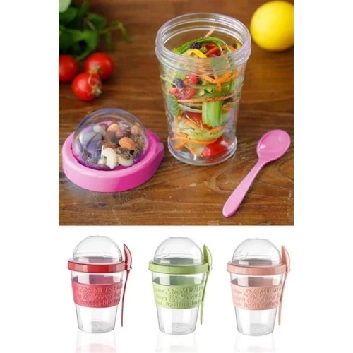 BİZAHMETGELSİN® Taken Go Kapaklı Kaşıklı Pratik Taşınabilir Meyveli Yoğurt Kabı - 8