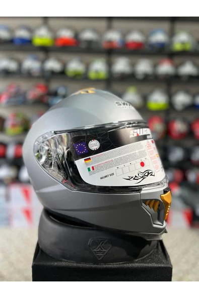 Sway 865 Full Face Double Visor Güneş Gözlüklü Kapalı Motosiklet Kaskı M Beden Mat Gri - Resim 6