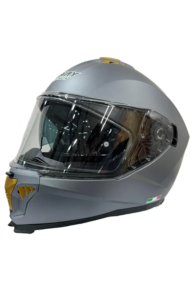 Sway 865 Full Face Double Visor Güneş Gözlüklü Kapalı Motosiklet Kaskı M Beden Mat Gri - Resim 4