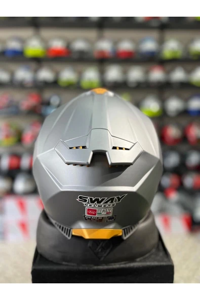 Sway 865 Full Face Double Visor Güneş Gözlüklü Kapalı Motosiklet Kaskı M Beden Mat Gri - Resim 8