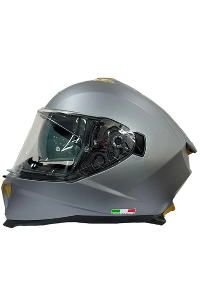 Sway 865 Full Face Double Visor Güneş Gözlüklü Kapalı Motosiklet Kaskı M Beden Mat Gri - Resim 5