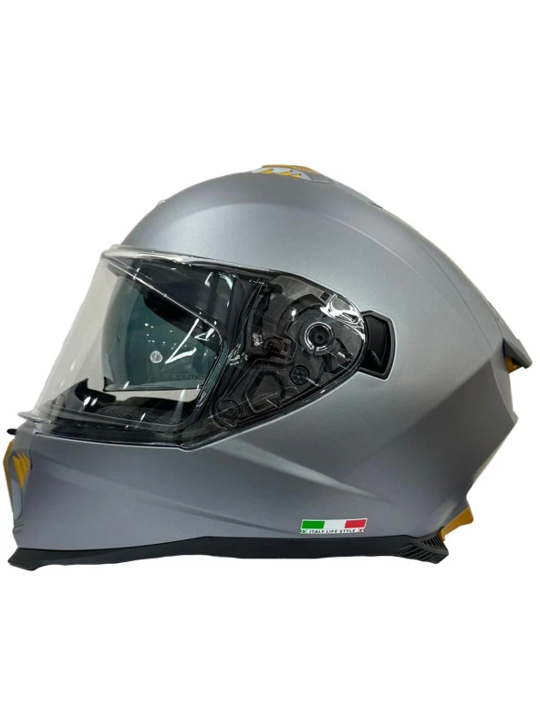 Sway 865 Full Face Double Visor Güneş Gözlüklü Kapalı Motosiklet Kaskı M Beden Mat Gri - 2