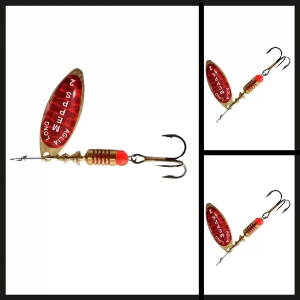 Uyguna-Yakala Altın-kırmızı Söğüt No:2 Mepps Aglia Long Redbo-KAŞ.403 - Resim 2