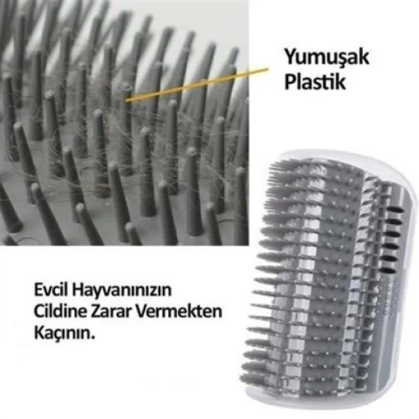 BİZAHMETGELSİN®  Pratik Kedi Tüyü Kaşıma Ve Tarama Aparatı Duvara Monte Kaşıma Aleti - Resim 3