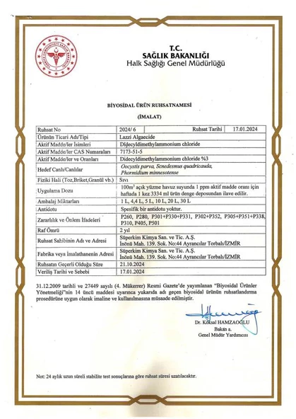 Lazzi Algaecide Sıvı Yosun Önleyici ve Havuz Yosun Giderici Havuz Kimyasalı 20 KG - 2