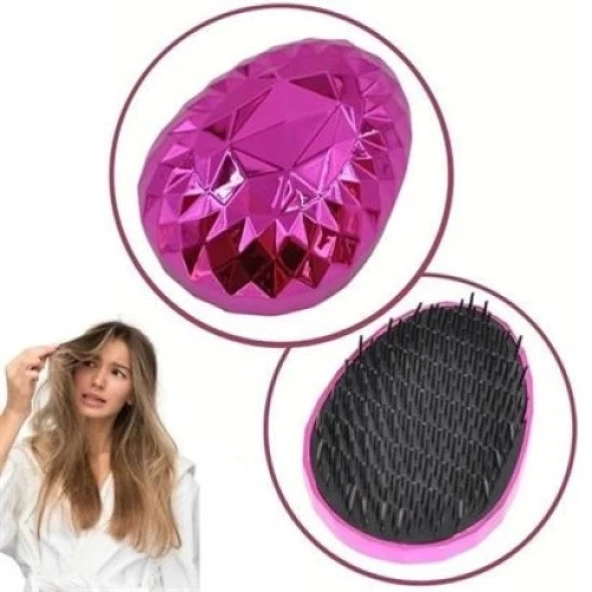 BİZAHMETGELSİN® Neon Pembe Düzleştirici Tarak Geniş Aralıklı Her Saç Tipine Uygun Fırçalı Saç Düzleştirici