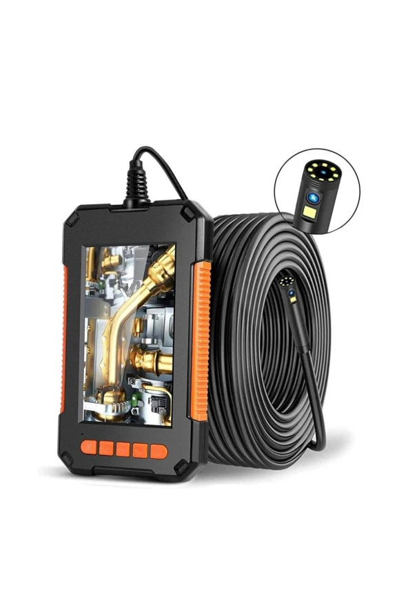 Endüstriyel Endoskop Kamera Çift Lens Boru Araba Borescope Ip68 Su Geçirmez 8 Led Yılan Kamera