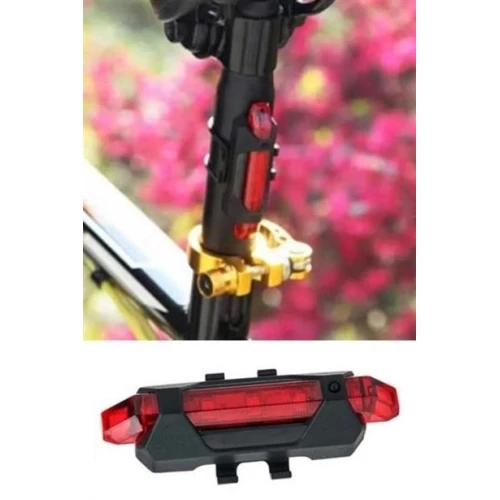 BİZAHMETGELSİN® Usb Şarj Edilebilir Parlak Bisiklet Led Lamba Su Geçirmez Güvenlik Uyarı Arka Lamba Işığı - 10