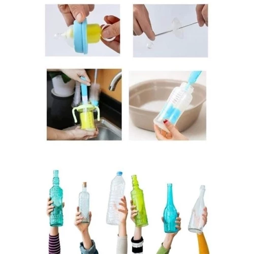 BİZAHMETGELSİN® 7 Parça Biberon Uzun Kavanoz Termos Suluk Sürahi Yağ Şişe İçi Temizleme Fırçası Aparatı Seti - Resim 12