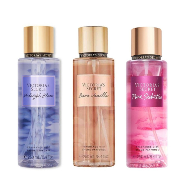 Victoria' Secret Midnight Bloom-Bare Vanilla-Pure Seduction Vücut Spreyi Üçlü Set