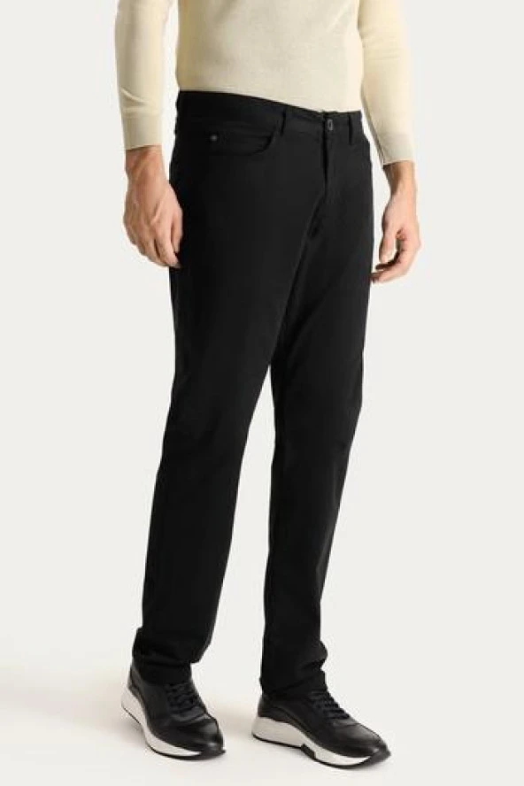 Erkek Siyah Regular Fit Rahat Kesim 5 Cep Esnek Chino Pantolon - 2