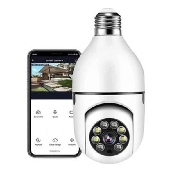 BİZAHMETGELSİN® WiFi 360 Panoramik Ampul Kamera Gece Görüş Ses Akıllı Hareket Algılayıcı