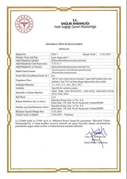 Lazzi Algaecide Sıvı Yosun Önleyici ve Havuz Yosun Giderici Havuz Kimyasalı 10 KG - Resim 3