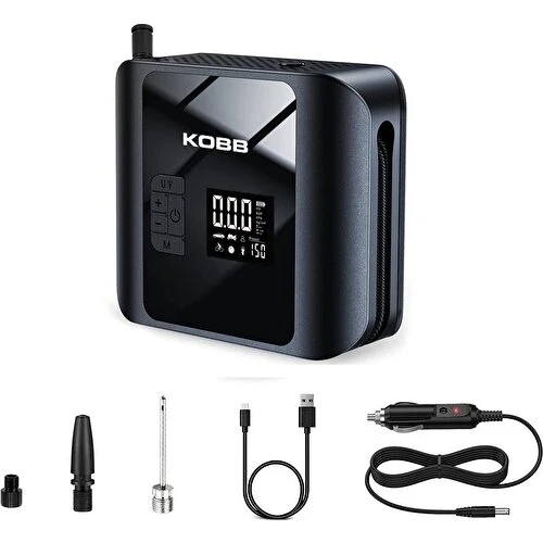 KOBB KB420 12Volt/Şarjlı 150PSI Taşınabilir Dijital Basınç Göstergeli Led Aydınlatmalı Lastik Şişirme Pompası