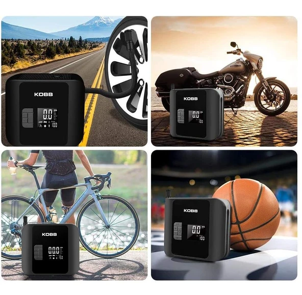 KOBB KB420 12Volt/Şarjlı 150PSI Taşınabilir Dijital Basınç Göstergeli Led Aydınlatmalı Lastik Şişirme Pompası - 7
