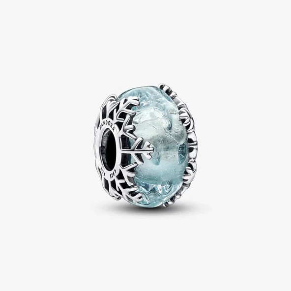 Pandora 792377C00-Buz Mavisi Kar Tanesi Murano Charm
