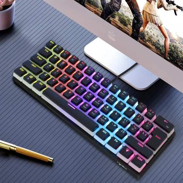 Valkyrie Valkyrie Blue Switch Mekanik Oyuncu Klavye - 61Key Full RGB Pudding Keycap Mavi Tuş HXSJ L700 - 8