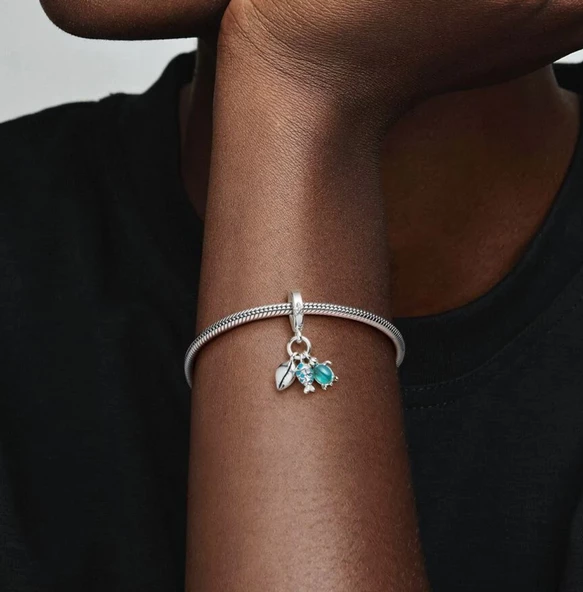 Pandora 791697C01-Balık, Deniz Kaplumbağası ve Deniz Kabuğu Üçlü Sallantılı Charm - 3
