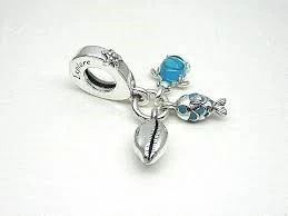 Pandora 791697C01-Balık, Deniz Kaplumbağası ve Deniz Kabuğu Üçlü Sallantılı Charm - 6